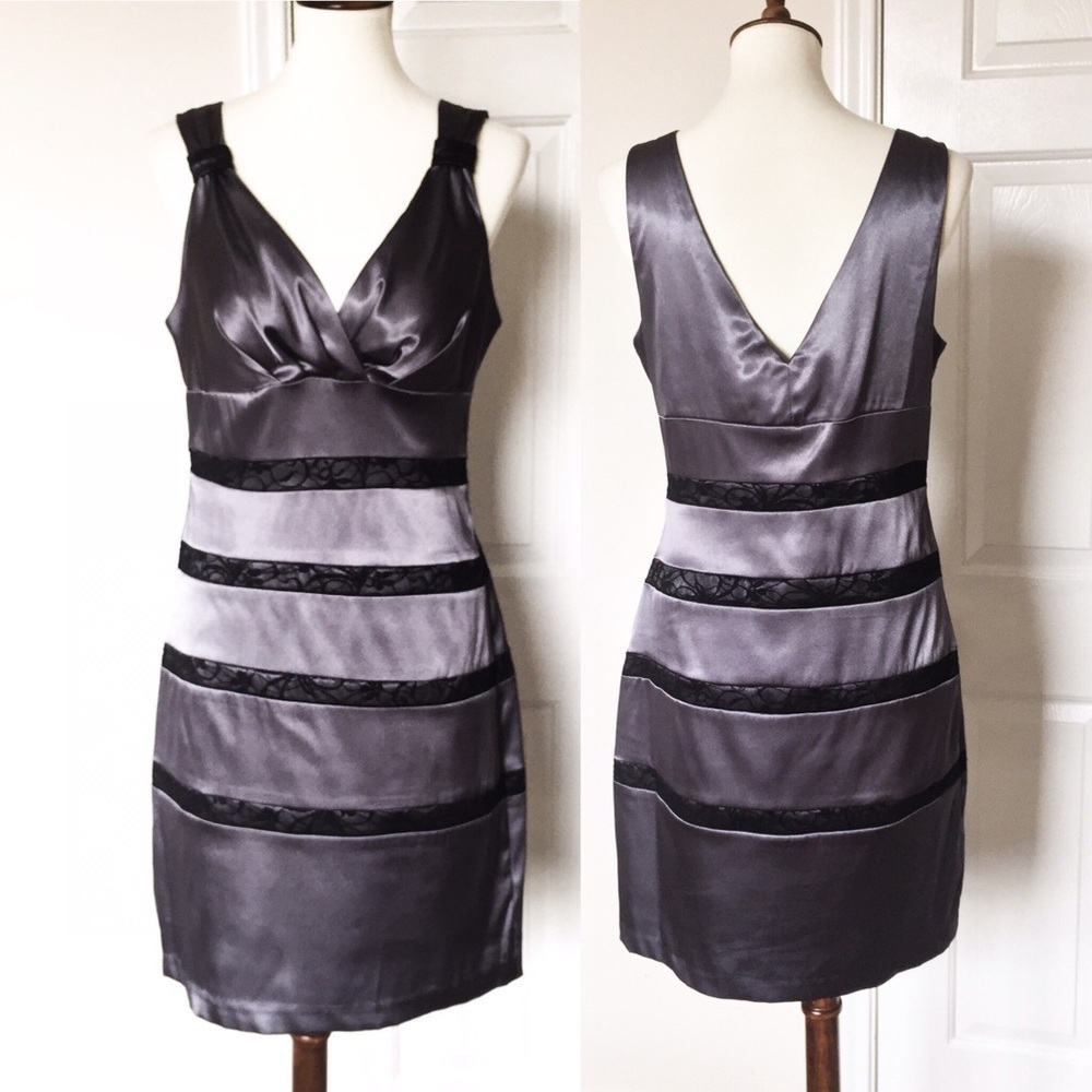 Bisou Bisou Vintage Evening Dress Layered Gray 12